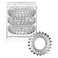 invisibobble Original Traceless Spiral Hair Ties with Strong Grip, Non-Soaking, Hair Accessories for Women - Crystal Clear , 3 Count (Pack of 1)