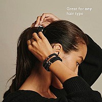 L Erickson Grab Go Ponytail Holders, Black Metallic, Set Of Fifteen - Exceptionally Secure With Gentle Hold