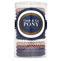 L. Erickson Grab & Go Ponytail Holders, Neutral, Set of Fifteen - Exceptionally Secure with Gentle Hold