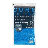 Cure Series Japanese Exfoliating Bath Towel From OHE - Super Hard Weave - Blue, 120cm -Value Set of 2