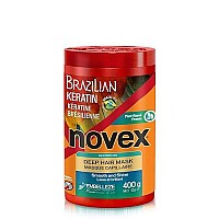 Novex Brazilian Keratin Hair Care Treatment Cream 14.1 Oz - Reconstructive Keratin, Frizz Control & Damage Repair