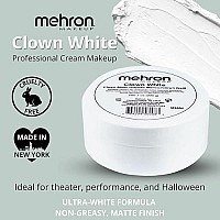 Mehron Makeup Clown White Professional Face Paint Cream Makeup | White Face Paint Makeup for Stage, Film, Cosplay, & Mime | Halloween Clown Makeup 7 oz (198g)