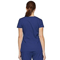 Dickies Womens Signature V-Neck Top With Multiple Patch Pockets Medical Scrubs Shirts, Galaxy Blue, Xx-Small Us