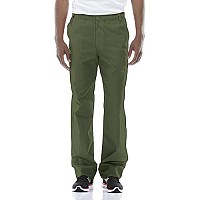 Cherokee Mens Signature Elastic Waist Medical Scrubs Pants, Olive, 3X-Large Tall Us