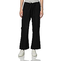 Dickies Womens Signature Mid Rise Drawstring Cargo Medical Scrubs Pants, Black, X-Large Petite Us