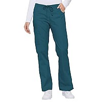 Dickies Womens Signature Mid Rise Drawstring Scrubs Cargo Pant, Caribbean Blue, X-Small Petite