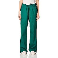 Dickies Womens Signature Mid Rise Drawstring Cargo Medical Scrubs Pants, Hunter, Large Tall Us