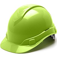 Pyramex Ridgeline Cap Style Hard Hat, 4-Point Ratchet Suspension, Hi-Vis Lime