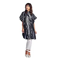 Betty Dain Lustre Shampoo Cape, Waterproof, Stain Resistant Vinyl, Touch-and-close Fastener, Soft Nylon Neckband, Safe For All Salon Processes, 36 inches wide x 54 inches long, Black