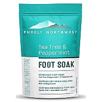 PURELY NORTHWEST-Tea Tree Oil & Peppermint Foot Soak with Epsom Salt-for Stubborn Foot Odor, Athletes Foot Burning & Itching, Damaged Discolored Nails-A Natural Callus Remover 16 Ounces