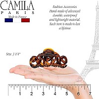 Camila Paris CP1380 French Hair Clip for Women, 3.25 inch Girls Hair Claw Clips Jaw Tortoise Cellulose, Fashion Durable and Styling Hair Accessories for Women, Strong Hold No Slip Grip, Made in France