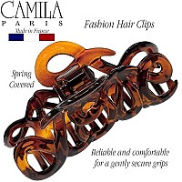 Camila Paris CP1380 French Hair Clip for Women, 3.25 inch Girls Hair Claw Clips Jaw Tortoise Cellulose, Fashion Durable and Styling Hair Accessories for Women, Strong Hold No Slip Grip, Made in France