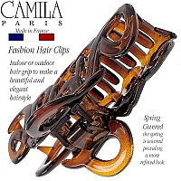 Camila Paris CP1380 French Hair Clip for Women, 3.25 inch Girls Hair Claw Clips Jaw Tortoise Cellulose, Fashion Durable and Styling Hair Accessories for Women, Strong Hold No Slip Grip, Made in France