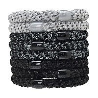 L Erickson Grab & Go Ponytail Holders, Grey Metallic, Set Of Eight - Exceptionally Secure With Gentle Hold