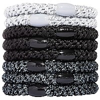 L Erickson Grab & Go Ponytail Holders, Grey Metallic, Set Of Eight - Exceptionally Secure With Gentle Hold