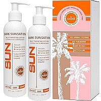 Sun Laboratories Dark Sunsation Self-Tanning Lotion for Body and Face - Sunless Tan Golden Glow - Very Dark - 2 Pack 8 fl oz Bottles