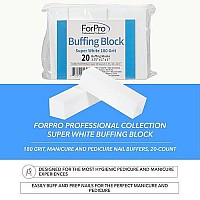 Forpro Super White Buffing Block, 180 Grit, Four-Sided Manicure And Pedicure Nail Buffer, 375A L X 1A W X 1A H, 20-Count