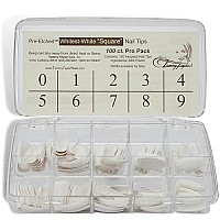 Tammy Taylor Pre-Etched Whitest-White Square Nail Tips | Will Not Crack Or Shrink, With Double The Strength Of Standard Tips | Home & Pro Application (20Ct)