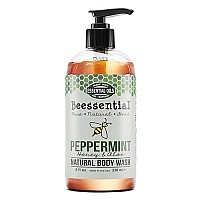 Beessential Natural Body Wash, Peppermint | Sulfate-Free Bath and Shower Gel with Essential Oils for Men & Women, 8 oz