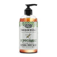 Beessential Natural Body Wash, Peppermint | Sulfate-Free Bath and Shower Gel with Essential Oils for Men & Women, 8 oz