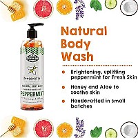 Beessential Natural Body Wash, Peppermint | Sulfate-Free Bath and Shower Gel with Essential Oils for Men & Women, 8 oz