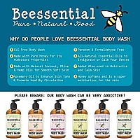 Beessential Natural Body Wash, Peppermint | Sulfate-Free Bath and Shower Gel with Essential Oils for Men & Women, 8 oz