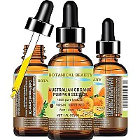 ORGANIC PUMPKIN SEED OIL Australian. 100% Pure / Natural / Undiluted /Unrefined Cold Pressed Carrier oil. 1 Fl.oz.- 30 ml. For Skin, Hair, Lip and Nail Care. One of the richest sources of enzymes, fatty acids, iron, zinc, vitamins A, C, E and K.