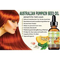 ORGANIC PUMPKIN SEED OIL Australian. 100% Pure / Natural / Undiluted /Unrefined Cold Pressed Carrier oil. 1 Fl.oz.- 30 ml. For Skin, Hair, Lip and Nail Care. One of the richest sources of enzymes, fatty acids, iron, zinc, vitamins A, C, E and K.