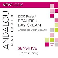 Andalou Naturals 1000 Roses Beautiful Day Cream, Face Moisturizer for Sensitive Skin with Hyaluronic Acid, & Aloe Vera, Cruelty Free, 1.7 Ounce