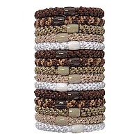 L Erickson Grab Go Ponytail Holders, Sand, Set Of Fifteen - Exceptionally Secure With Gentle Hold