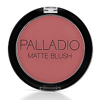 Palladio Matte Blush, Brushes onto Cheeks Smoothly, Soft Matte Look and Even Finish, Flawless Velvety Coverage, Effortless Blending Makeup, Flatters the Face, Convenient Compact, Toasted Apricot