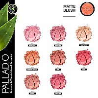 Palladio Matte Blush, Brushes onto Cheeks Smoothly, Soft Matte Look and Even Finish, Flawless Velvety Coverage, Effortless Blending Makeup, Flatters the Face, Convenient Compact, Toasted Apricot