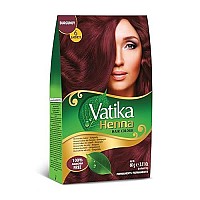 Dabur Vatika Henna Hair Color - Henna Hair Dye, Henna Hair Color And Conditioner, Zero Ammonia Henna For Strong And Shiny Hair, 100% Grey Coverage, 6 Sachets X 10G (Burgundy)