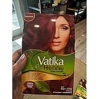 Dabur Vatika Henna Hair Color - Henna Hair Dye, Henna Hair Color And Conditioner, Zero Ammonia Henna For Strong And Shiny Hair, 100% Grey Coverage, 6 Sachets X 10G (Burgundy)