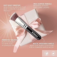 Flat Top Kabuki Foundation Brush - Premium Makeup Face Brush For Liquid, Cream, Powder - Blending, Buffing, Stippling Brush - Pro Quality Synthetic Dense Bristles