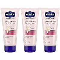 Vaseline Intensive Care Healthy Hands Stronger Nails Lotion with Keratin, Vitamin E, Moisturize Skin & Cuticles, Unscented Lotion, 3.4 Fl Oz (Pack of 3)