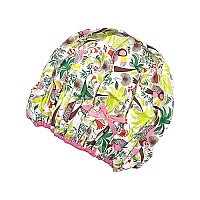 Reusable Shower Cap & Bath Cap & Lined, Oversized Waterproof Shower Caps Large Designed for all Hair Lengths with PEVA Lining & Elastic Band Stretch Hem Hair Hat - Fashionista Tropical