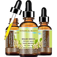 Botanical Beauty ORGANIC SESAME OIL, 100% Pure/Undiluted/Cold Pressed. 2oz -60 ml. For Face, Hair and Body.