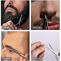 Suvorna 4.5 Mustache Scissors For Men Beard Scissors Beard Grooming Scissors Beard Trimming Scissors Moustache Scissors Men Nose Scissors Beard Trimmer Scissors facial hair Scissors Barber Shears.