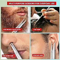 Suvorna 4.5 Mustache Scissors For Men Beard Scissors Beard Grooming Scissors Beard Trimming Scissors Moustache Scissors Men Nose Scissors Beard Trimmer Scissors facial hair Scissors Barber Shears.