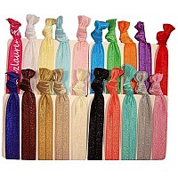 Hair Ties Ponytail Holders - 20 PackSolid Assortment No Crease Ouchless Elastic Styling Accessories Pony Tail Holder Ribbon Bands - By Kenz Laurenz