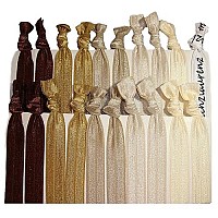 Hair Ties Ponytail Holders - 20 Pack - Brown Ombre No Crease Ouchless Elastic Styling Accessories Pony Tail Holder Ribbon Bands - By Kenz Laurenz