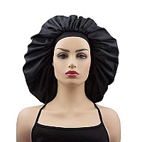 Dream Super Jumbo Night & Day Cap Black Satin, Fabric, Elastic Band, Cotton, Holds Hair In Place, Large, Extra Large, One Size Fits All