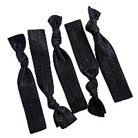 Hair Ties Black Ponytail Holders - 20 Pack - No Crease Ouchless Elastic Styling Accessories Solid Pony Tail Holder Ribbon Bands - By Kenz Laurenz