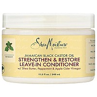 Shea Moisture Leave in Conditioner with Jamaican Black Castor Oil for Hair Growth, Strengthen & Restore, Vitamin E, Curly Hair Products Safe for use on Hair Color, 15 Oz