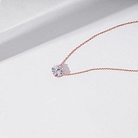 Zabiva Collection Rose Gold Plated Sterling Silver Solitaire Pendant Necklace Set With Round Cut Infinite Elements Cubic Zirconia (2 Cttw), 18