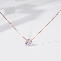 Zabiva Collection Rose Gold Plated Sterling Silver Solitaire Pendant Necklace Set With Round Cut Infinite Elements Cubic Zirconia (2 Cttw), 18