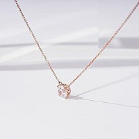 Zabiva Collection Rose Gold Plated Sterling Silver Solitaire Pendant Necklace Set With Round Cut Infinite Elements Cubic Zirconia (2 Cttw), 18