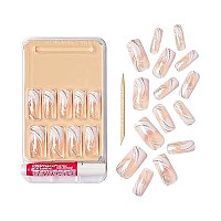 Gold Finger False Nails Gel Glam Design Full Cover Fake Nails, Long Length (2 PACK)