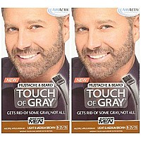 JUST FOR MEN Touch of Gray Hair Color, Mustache & Beard Kit, Light & Medium Brown B-25/35, 2 Count (Pack of 1)